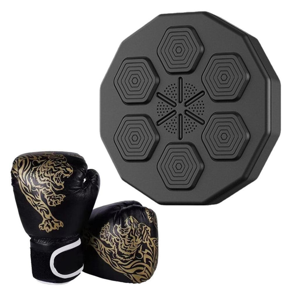 (as the picture, Black Patterned S) Smart Bluetooth Music Boxing Machine Wall Mounted Boxing Exercise Target Led Light Sandbag Equipment With Glove For Kids Adult