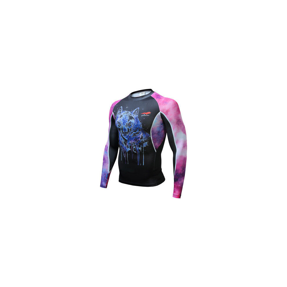 (5,S)Men Compression Under Skin Tight Sport Top Cycling Gym Fitness Tshirt Printing