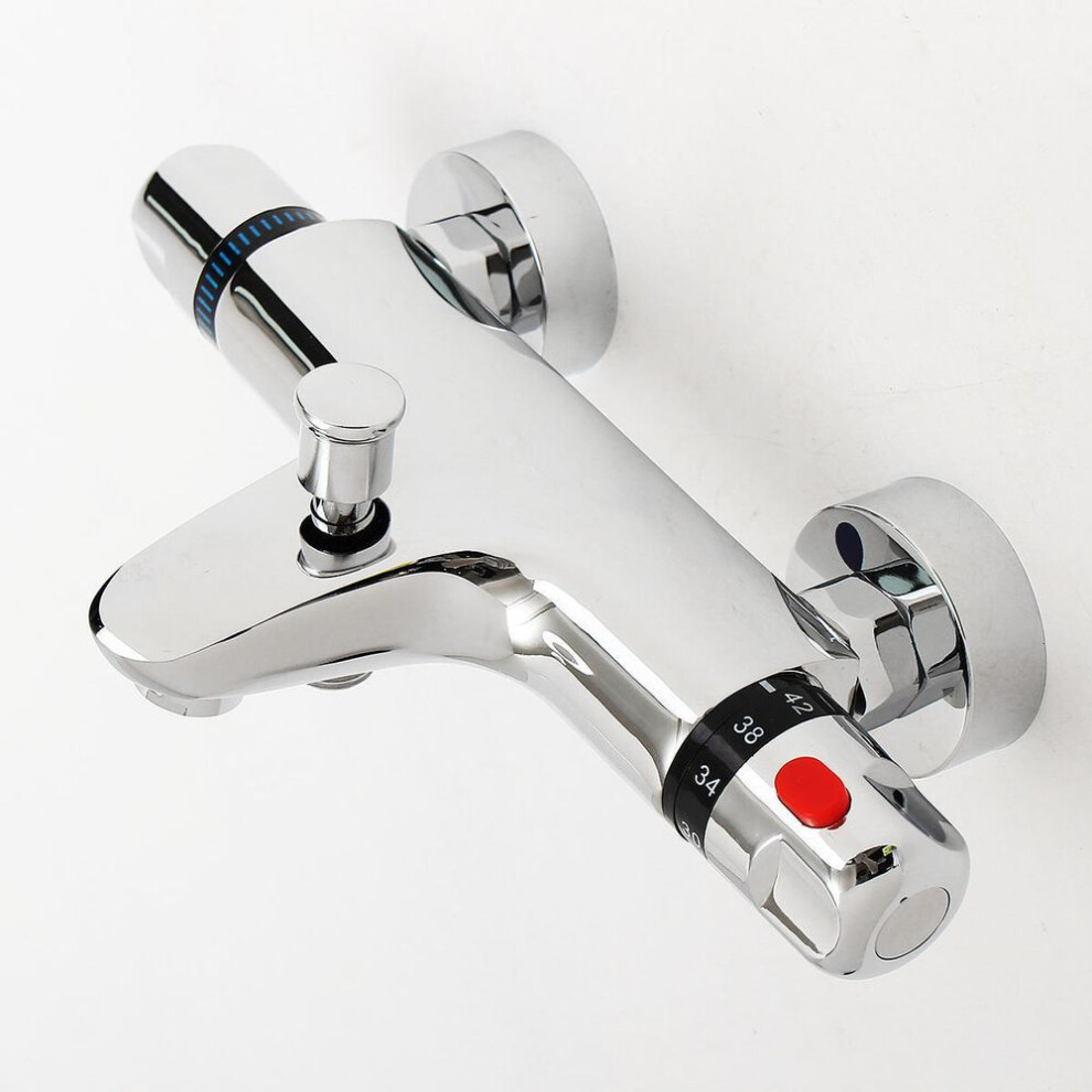 Thermostatic Dual Handle Temperature Control Wall Mount Shower Faucet Kitchen Sink Bath Mixer Tap Home Water Bathroom Control Valve Mounted Ceramic