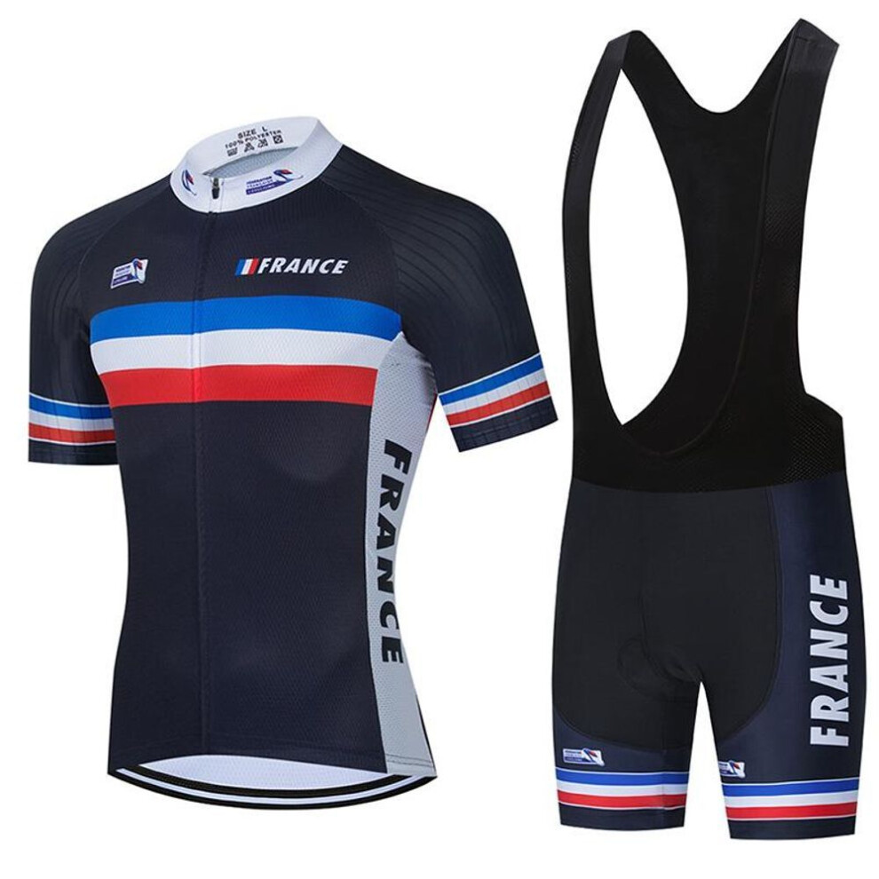 (as the picture, XL) Team France Cycling Bib Sets Mtb Uniform Summer Road Bike Jerseys Bicycle Clothing Men's Short Sleeve Maillot Racing Suit Outfit
