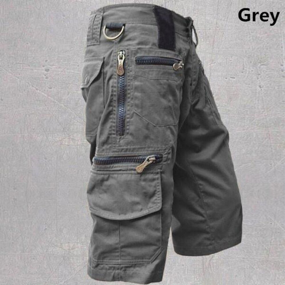 (grey, 3XL) Outdoor Mens Waterproof Tactical Short Pants For Men Shorts Multi-pocket Cargo Quick Dry Shorts Summer Outdoor Shorts Casual Straight Pants