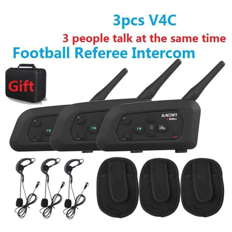 3pcs Xinowy V4 V4c Football Referee Intercom Headset 1200m Full Duplex Bluetooth Motorcycle Interphone Talk At The Same Time