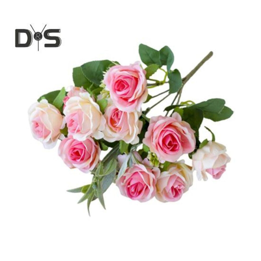 (rose red) Artificial Rose Flower Branch With Stem Realistic Reusable Wedding Party Bridal Bouquet Floral Arrangement Faux Flower Indoor Outdoor Decoration