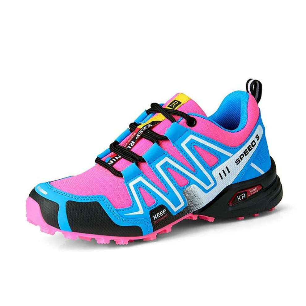 (blue, 38) Women Outdoor Hiking Shoes Women's Lightweight Wear-resistant Mountain Climbing Hiking Shoes Waterproof Large Size Leather Sports Shoes