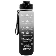 (Black And Gray, 32oz) 1000ml Sports Water Bottle, Portable Large Capacity Drinking Cup with Straw & Strap, Travel Accessories, Exercise Water Bottle