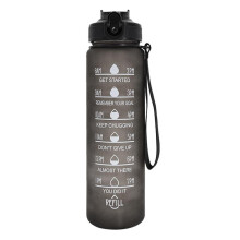(Black, 32oz) 1000ml Sports Water Bottle, Portable Large Capacity Drinking Cup with Straw & Strap, Travel Accessories, Exercise Water Bottle