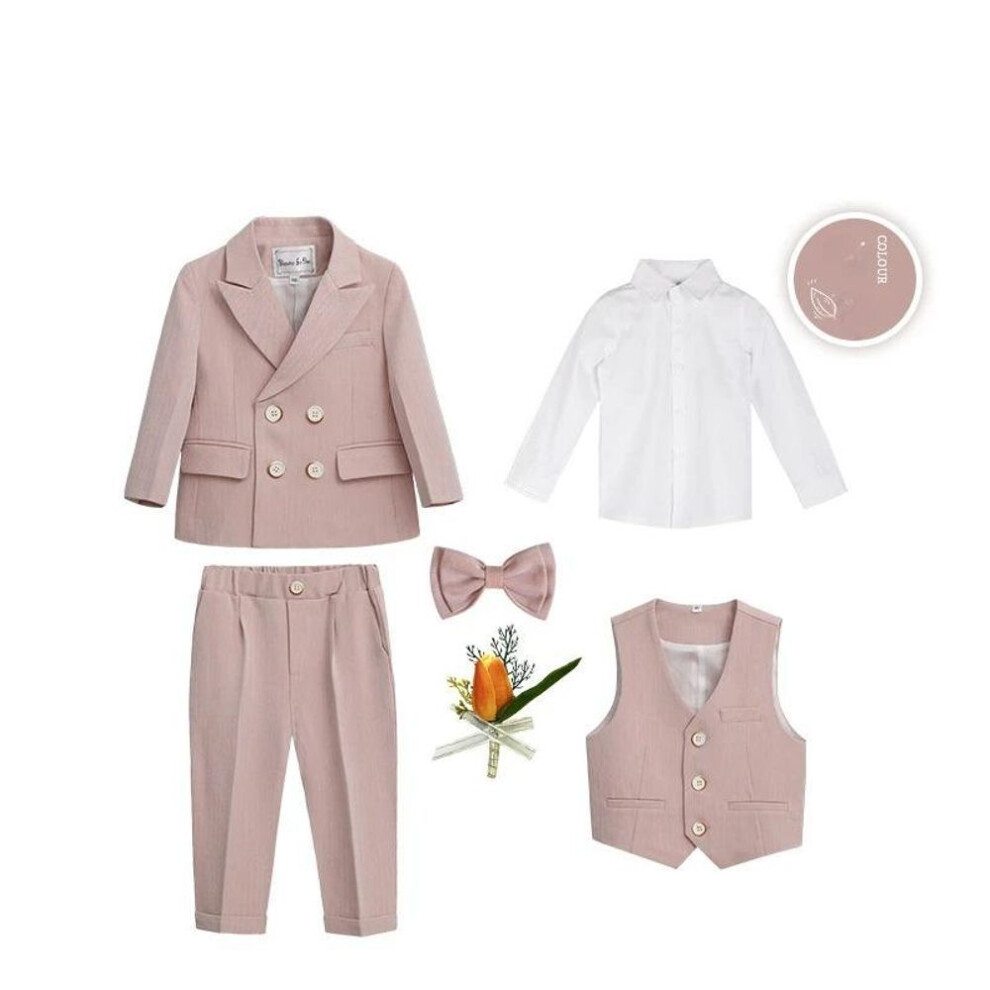 (pink, 90cm) Boys Blazer Suit Flower Kids Performance Clothes School Costume Children's Anniversary Baby Birthday Party Suit