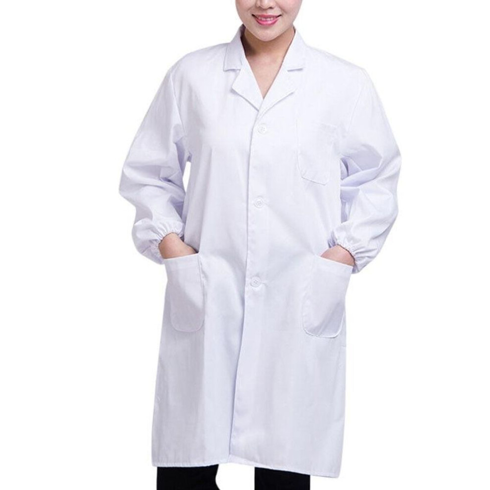 (white, M) Men/women Lab Coat Long Sleeve Work Clothing Hospital Uniform Doctor White Coat Medical Nurse Child