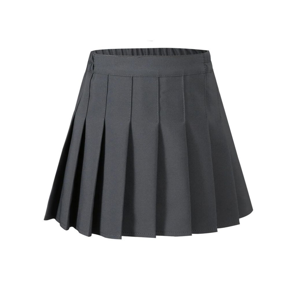 (dark grey, 120cm) Summer Kids Pleated Skirt Solid Casual All-match School Girls Short Skirt Casual Fashion Dance Performance A-line Skirt Teens