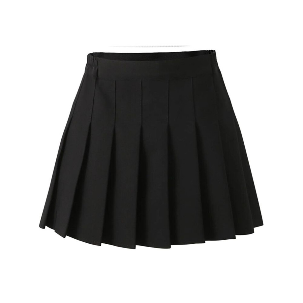 (black, 150cm) Summer Kids Pleated Skirt Solid Casual All-match School Girls Short Skirt Casual Fashion Dance Performance A-line Skirt Teens