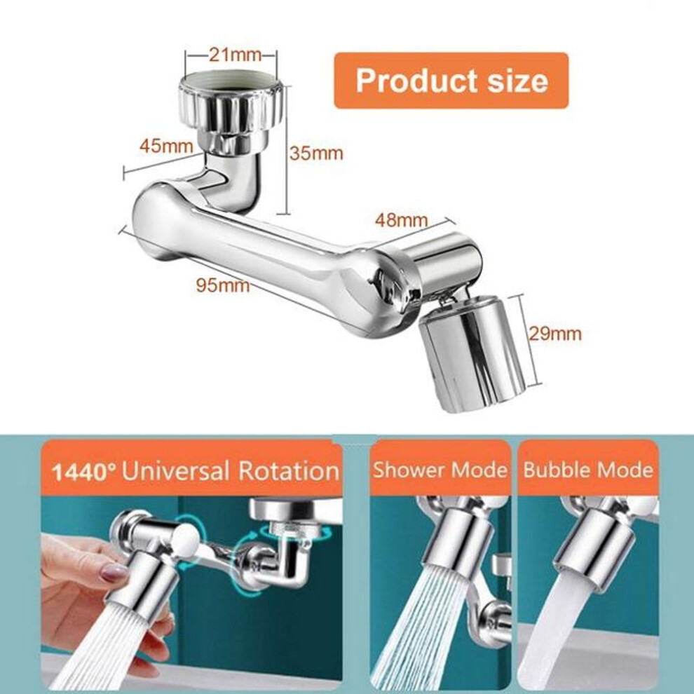 (as the picture, Two Mode) 1440 Universal Rotation Faucet Sprayer Head For Extension Faucets Aerator Bubbler Nozzle Kitchen Tap Washbasin Robot Arm
