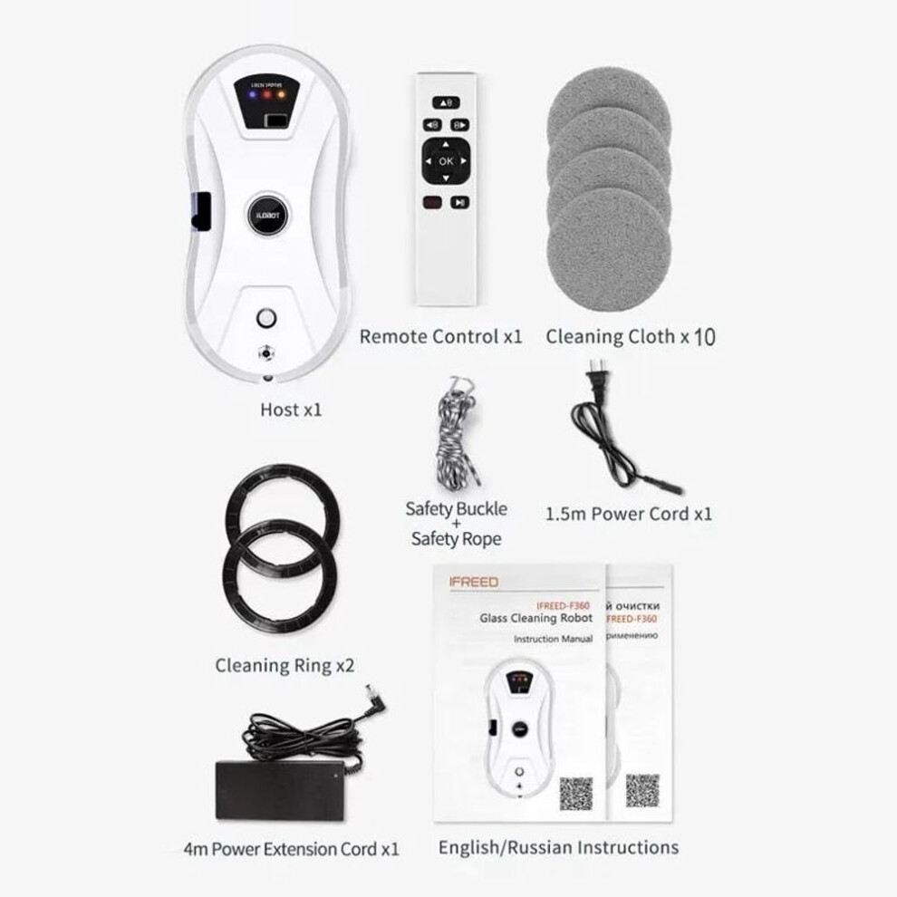 (as the picture, European standard plug) Window Cleaner Robot Smart Water Spray With Automatic Water Spray Function Anti-fall Magnetic Glass Home Smart Cleaning Machine