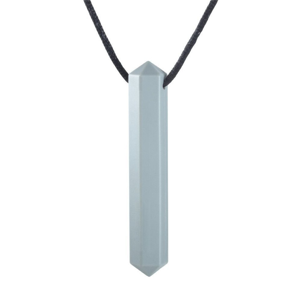 (Grey) Kids Teething Adhd Biting Anti Autism Sensory Chew Teether Necklace Teething Toys Chewy Necklace Grey