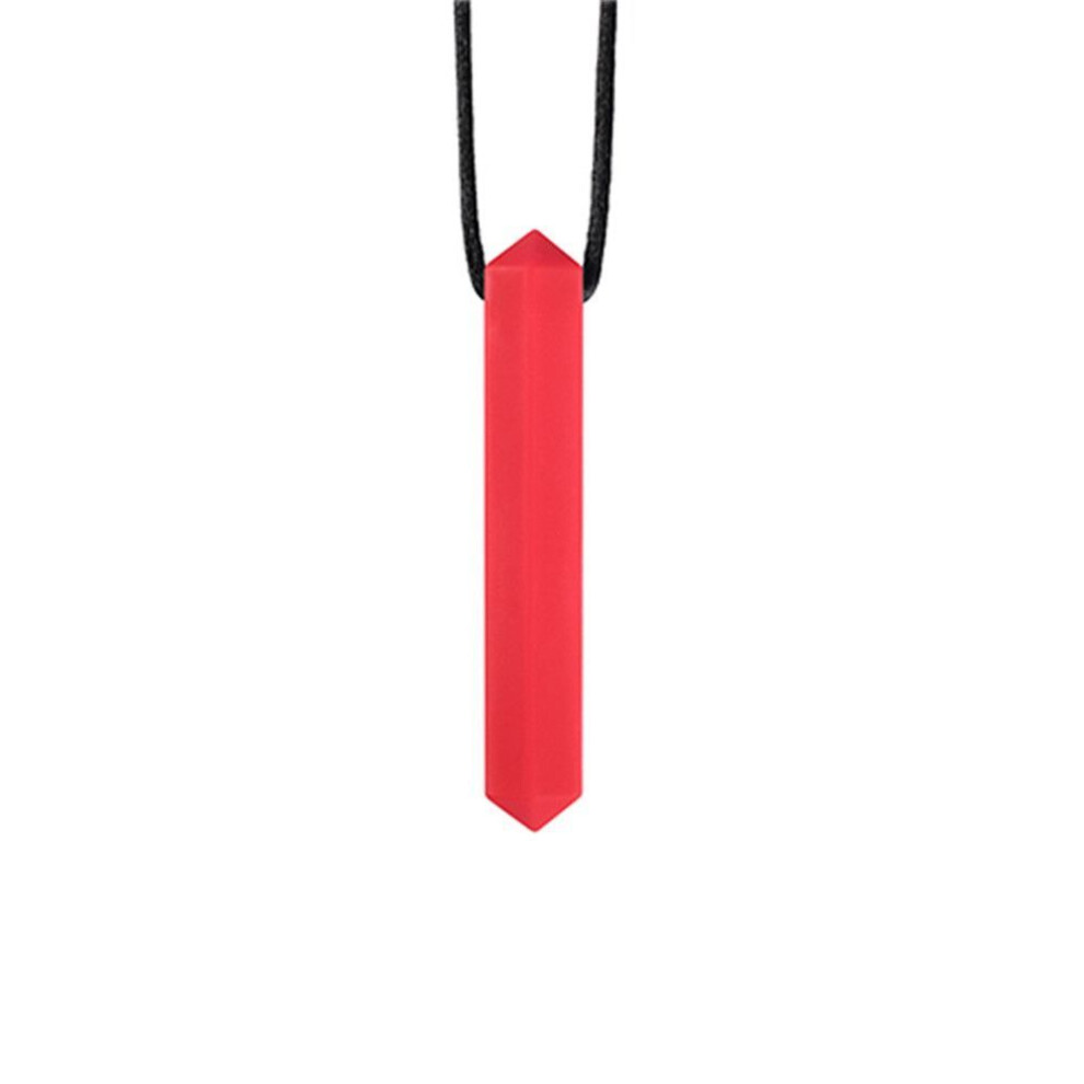 (Red) Kids Teething Adhd Biting Anti Autism Sensory Chew Teether Necklace Teething Toys Chewy Necklace Red