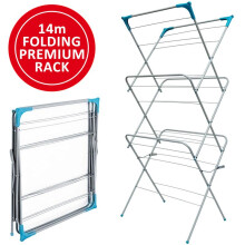 (Default) Clothes Airer Drying Indoor and Outdoor Laundry Rack with Non-Slip Feet and Corner Spaces for Hangers, Flat Foldable Space Saving, 61 x 46 x 143