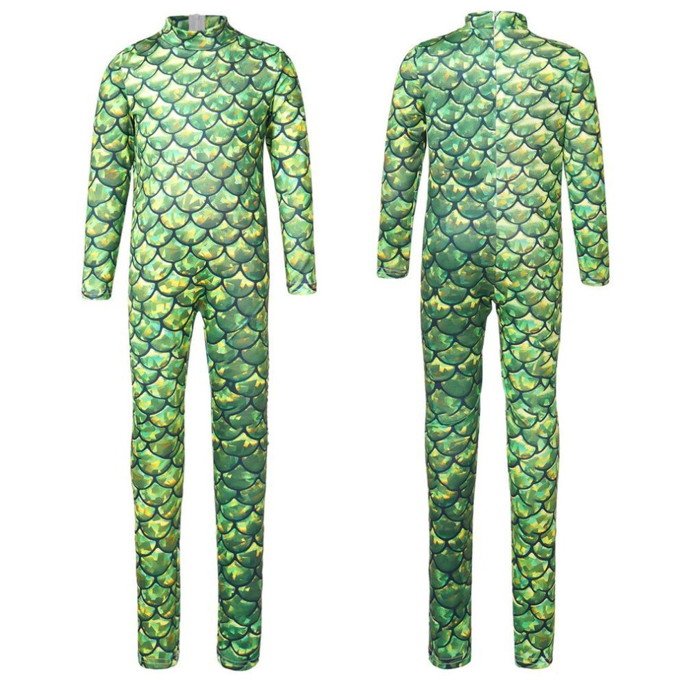 (green, 7-8 Years) Gymnastics Leotards For Girls Long Sleeve Mermaid Jumpsuit Bodysuit Tumbling Unitards Dance Ballet Biketards