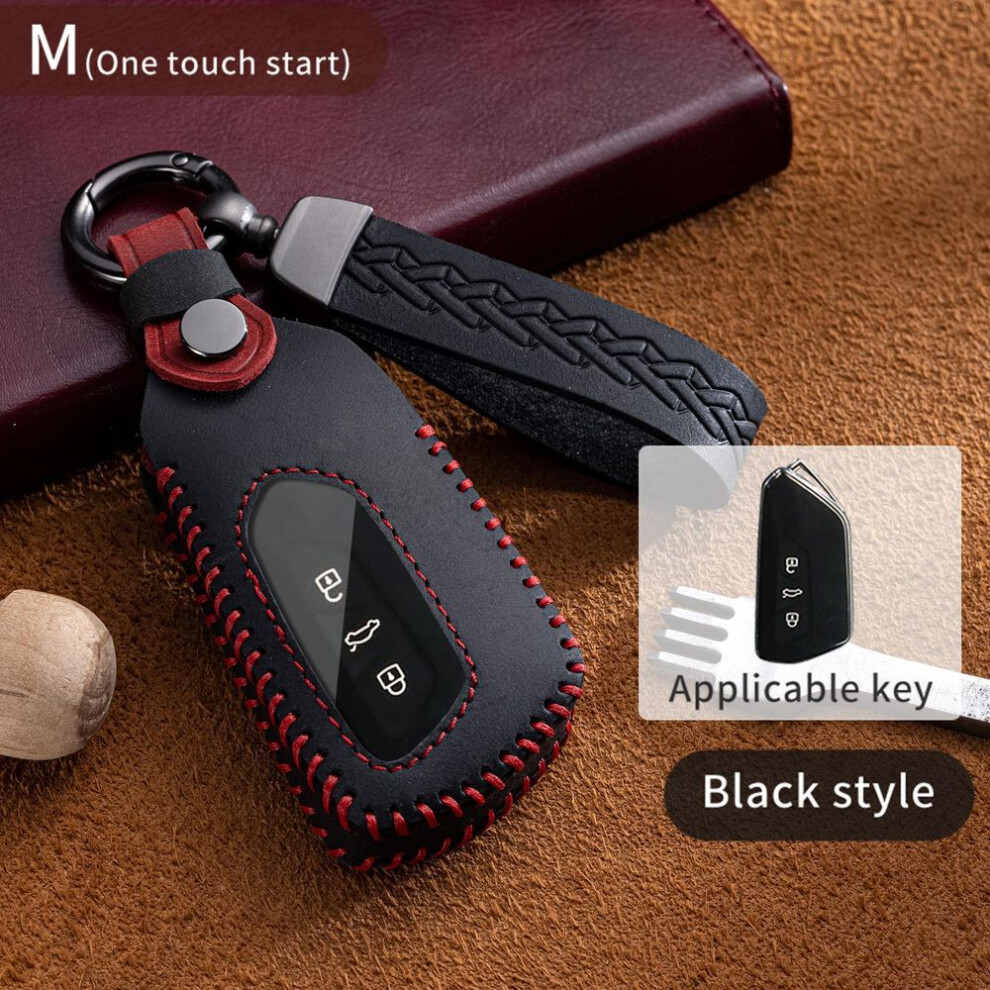 (Other) Leather Car Key Cover For Vw Volkswagen Golf 8 Mk8 Cc Passat B6 B7 Passat 3C Cupra Skoda Octavia A8 Seat Leon Mk4 2020 2021 Formentor Tarraco Brown/Black 9058596943158