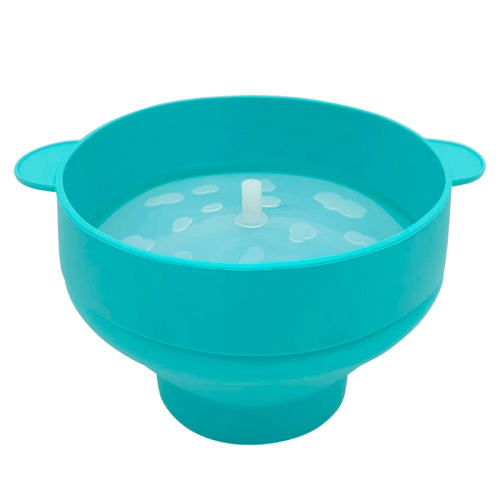 Popcorn Microwave Silicone Foldable Kitchen Easy Tools DIY Bucket Bowl Maker with Lid,Light Blue 1