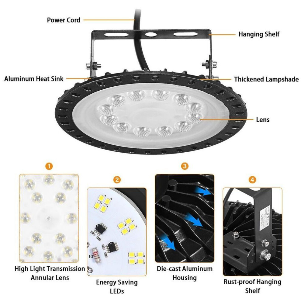 (400W) Ac220v 500w 300w 200w Ufo Led High Bay Light Waterproof Warehouse Garage Light Super Bright Commercial Industrial Lighting