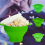 Popcorn Microwave Silicone Foldable Kitchen Easy Tools DIY Bucket Bowl Maker with Lid,Light Blue 9