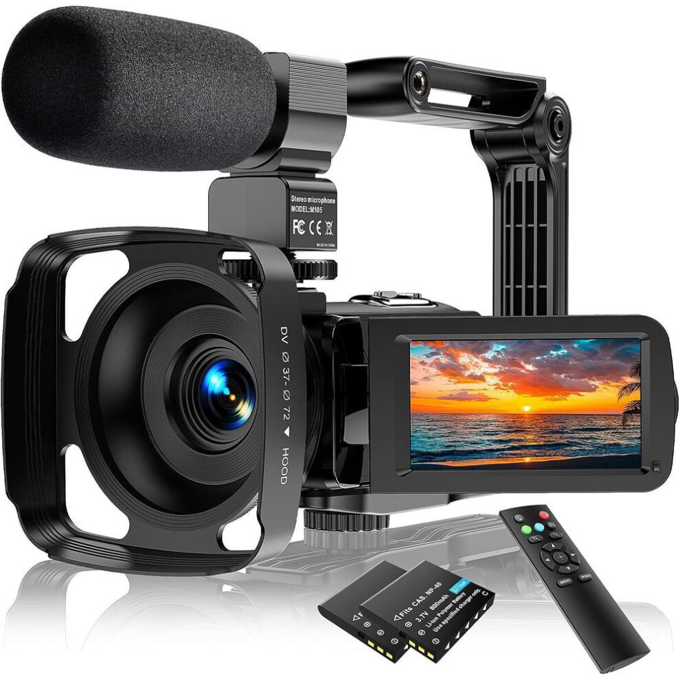 Infrared Night Vision Camera 2.7k 30fps 36.0 Mp 3.0 Touch Screen 16x Digital Zoom With Remote Microphone Handheld Stabilizer 2 Batteries
