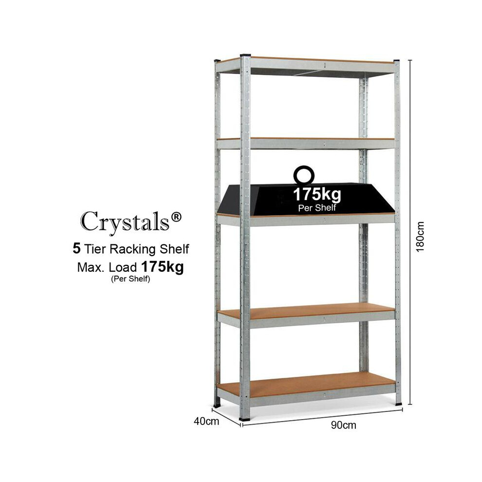 (5 - TIER STEEL SHELF) 3/4/5 Tier Plastic Shelf Storage Unit Shelving Shelves Racking Warehouse Shed Rack Organiser Steel Garage Standing