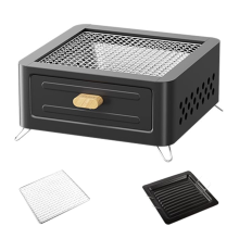 Charcoal Grill, BBQ Grill Folding Portable Smoker Barbecue Desk Tabletop Outdoor for Camping Picnics