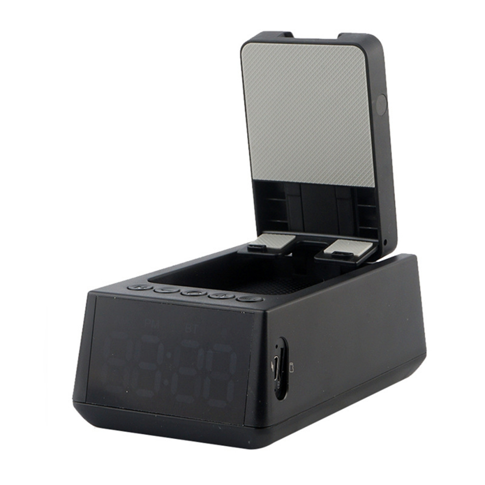 3 In 1 Wireless Bluetooth Speaker With Loud Alarm Clock Cell Phone Stand Tf Card Reader Hd Surround Sound (Black) Black 4852966788081