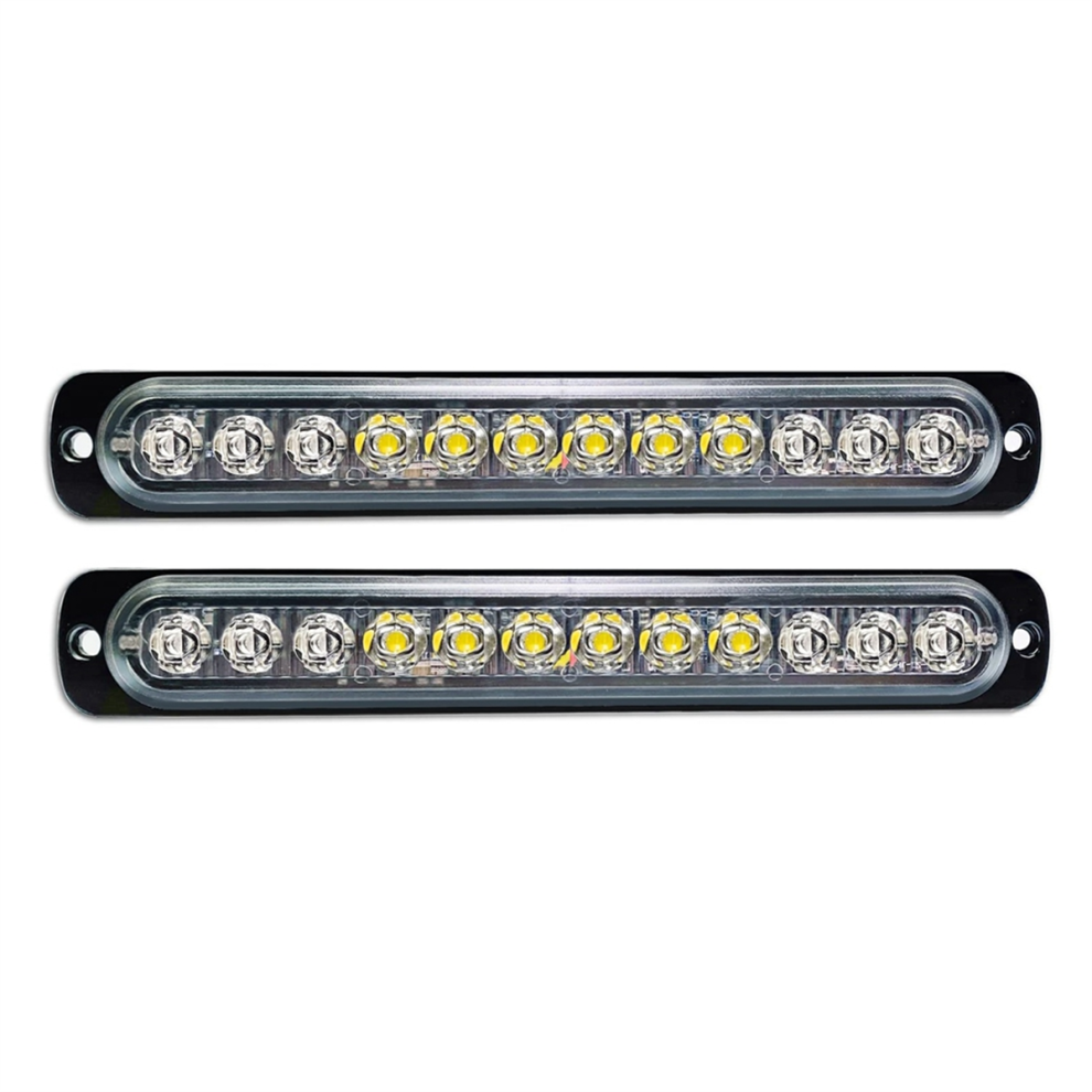12Led Safety Emergency Flashing S, 12V-24V Strobe Warning Breakdown Beacon Led Bar ,Blue+White Light/Blue 4852966788555