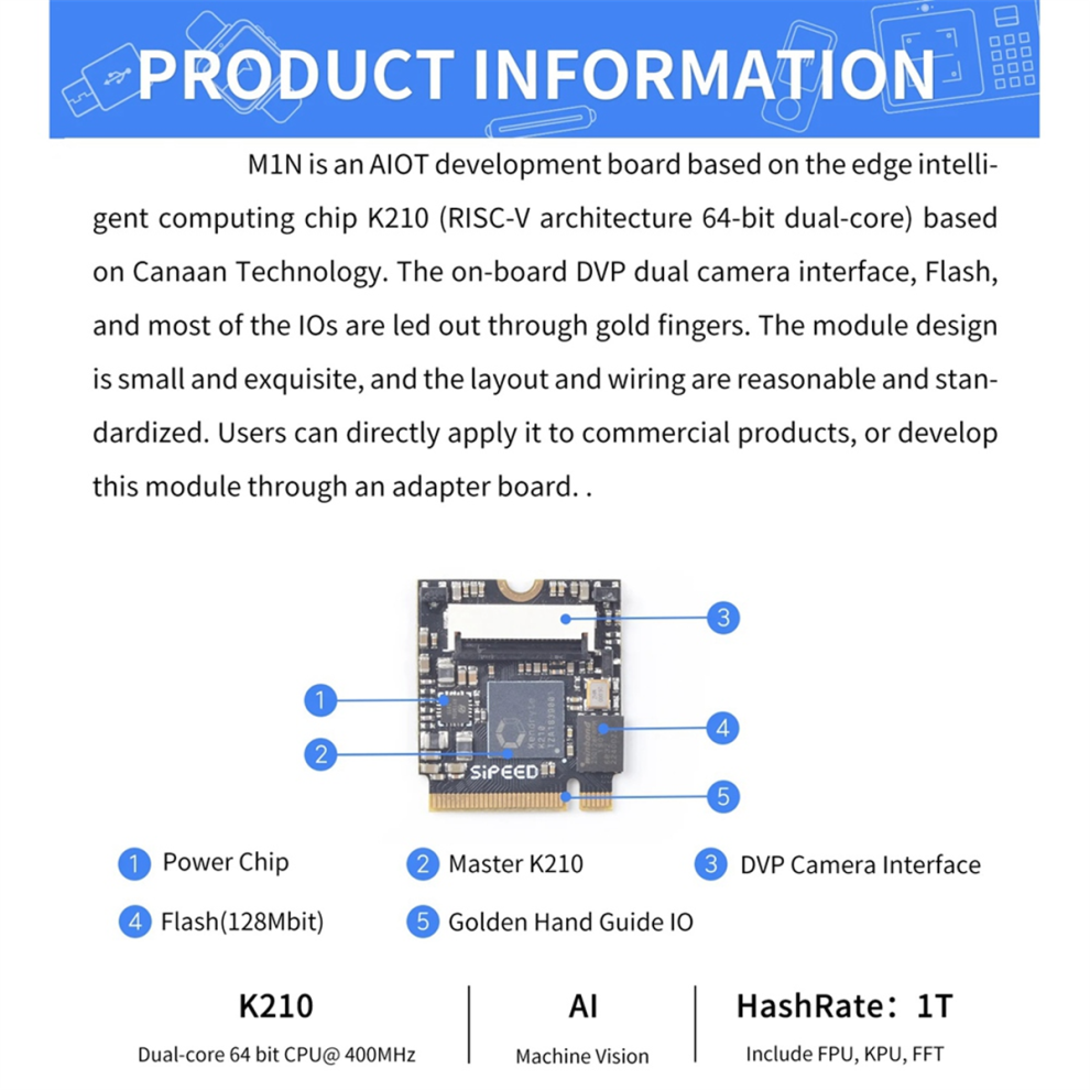 M1n Maix Nano Risc-V K210 Ai+Iot Development Board Module Deep Learning Goldfinger 4852966793238