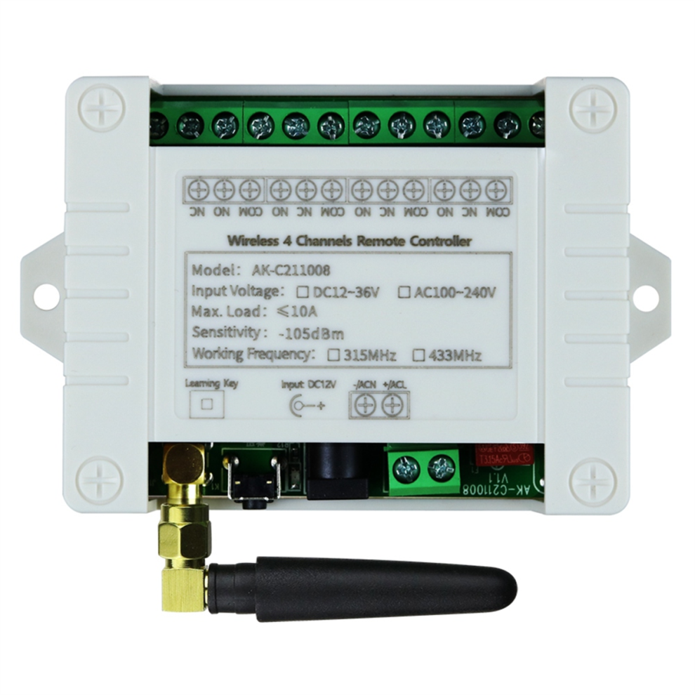 Dc12-36V Wireless 4Ch Remote Controller Led Light Switch Relay Output Radio Control 433Mhz Receiver 4852966793481
