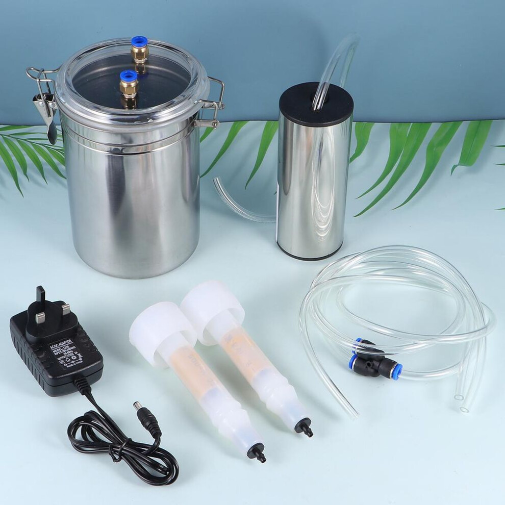 (as the picture, UK) Portable Electric Milking Machine Goat Sheep Stainless Steel Bucket Suction Vacuum Pump Household Milker Milking Machines