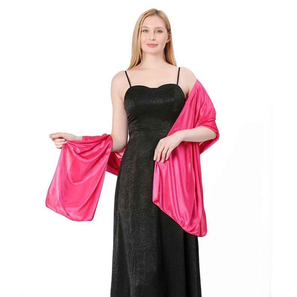 (rose red) Silk-like Fabric Shawls Scarves Wraps, Size Is 200*70cm