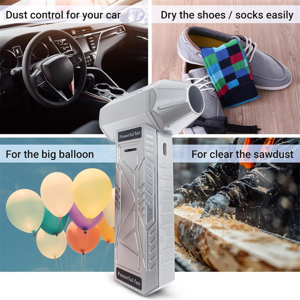 Air Blower 140000RPM Turbo Jet Fan Power Display Powerful Computer Dust Blowing Cleaning Tools Portable Hand Gray