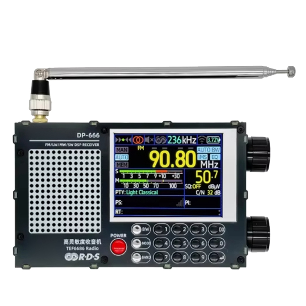 Upgrade Dp-666 Tef6686 Radio High Sensitivity Full Band Receiver With Antenna Black 4852966795836