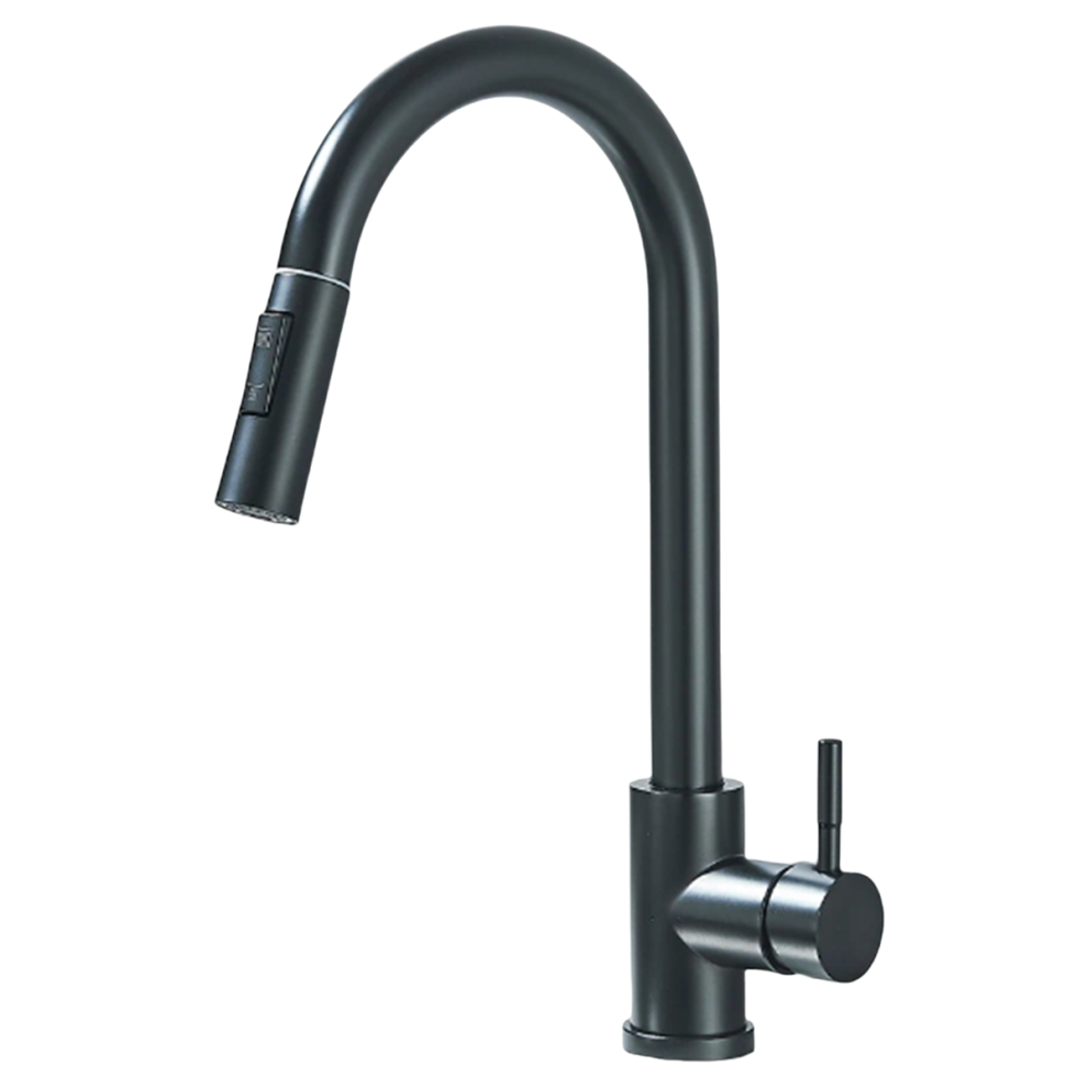 Robinet de cuisine extractible monté sur le pont, mitigeur d'évier flexible pour eau chaude et froide avec modes de douche à jet
