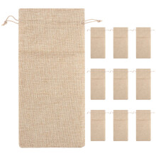 10 stuks wijnzakken, 14 x 6 1/4 inch, jute flesgeschenkzakken met trekkoord