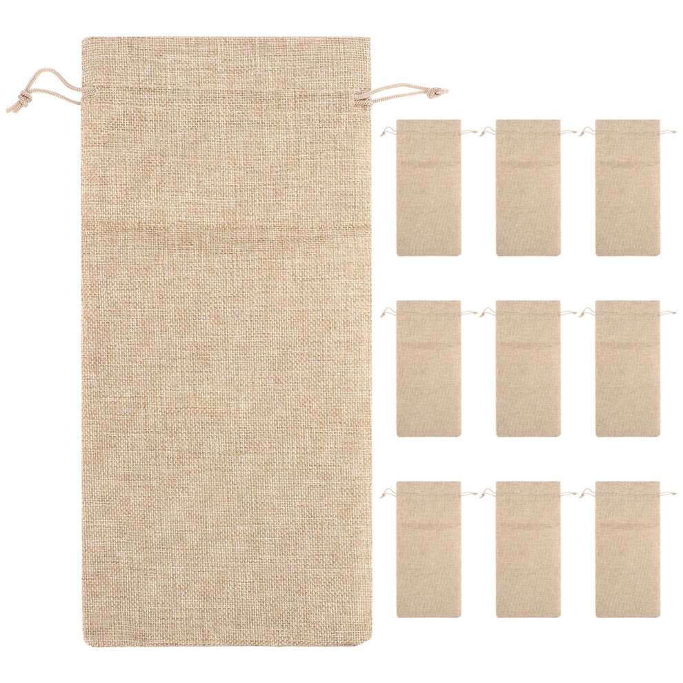 Typecat 10Pcs Wine Bags, 14 X 6 1/4 Inches Hessian Bottle Gift Bags With Drawstring