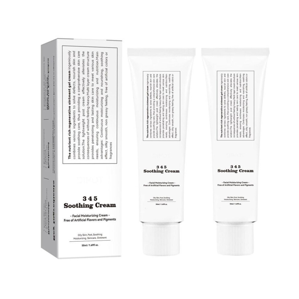 (as the picture, 2pcs) 345 Relief Cream - Moisturising Cream For The Face For Acne And Oily Skin - Soothing, Moisturising -  Skin Care - Ointment Cream, Vegan - 50 Ml