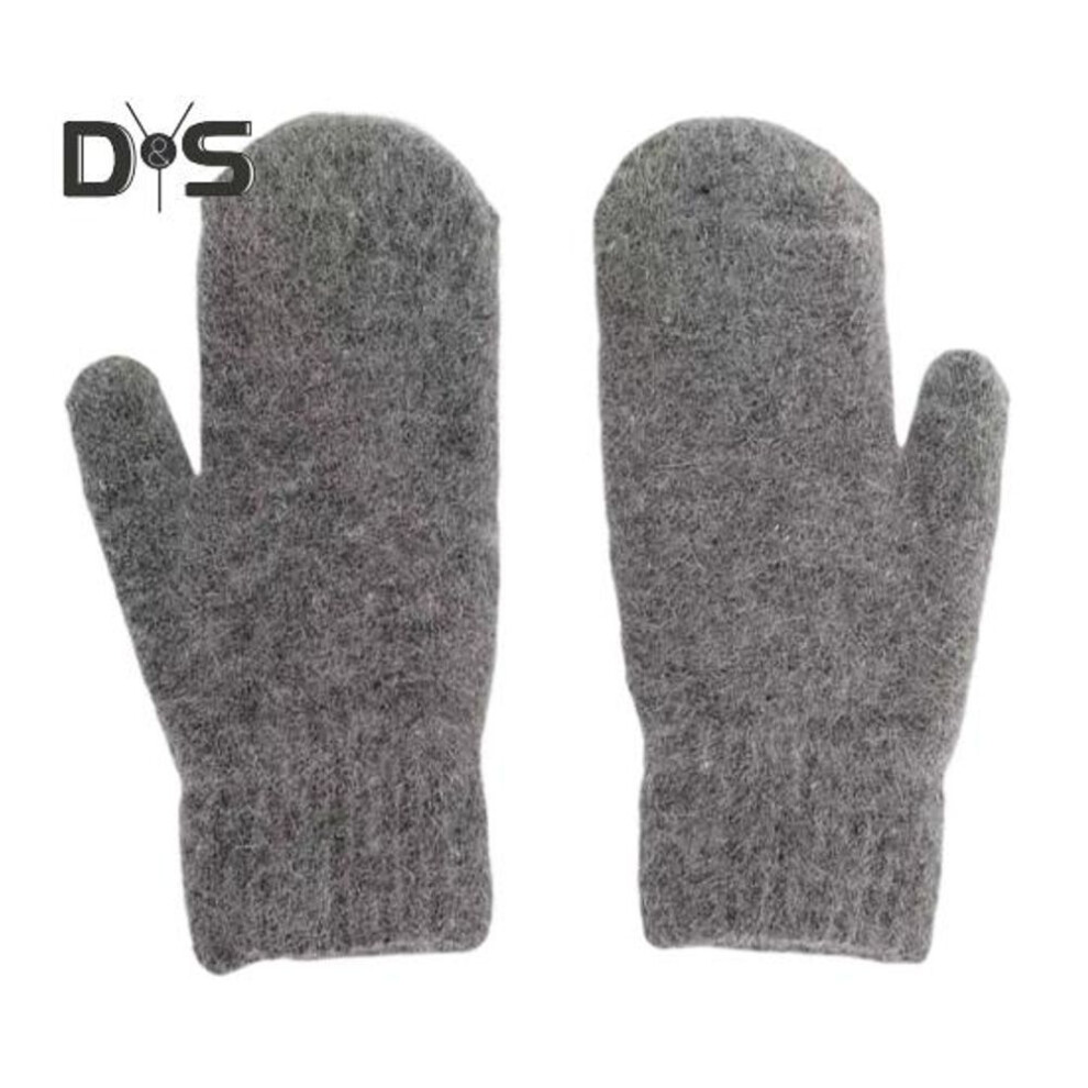 (dark gray) 1 Pair Couple Winter Gloves Thickened Plush Knitted Five Fingers Unisex Anti-slip Cold Weather Driving Golfing Skiing Skating Gloves