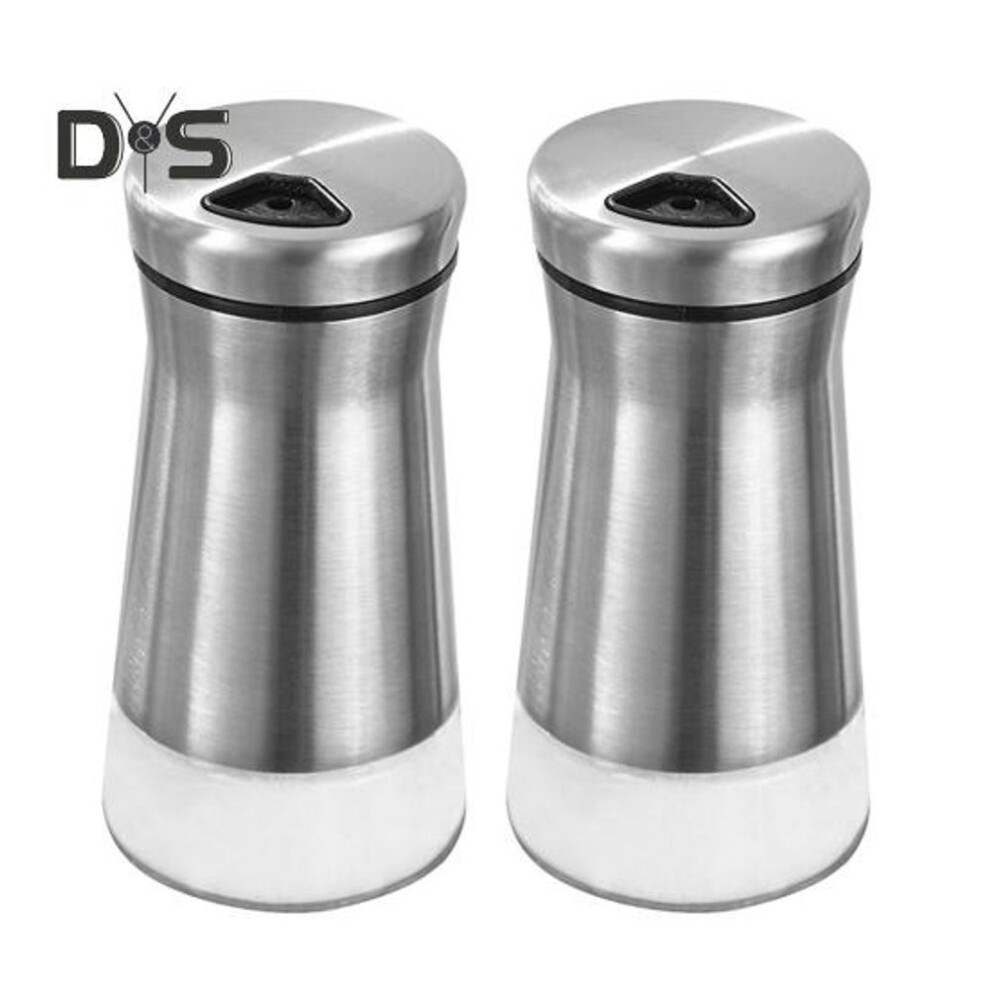 2pcs Salt And Pepper Shakers Set With Adjustable Pour Holes Glass Stainless Steel Seasoning Bottle Spice Dispenser Easy Refill Spice Jars