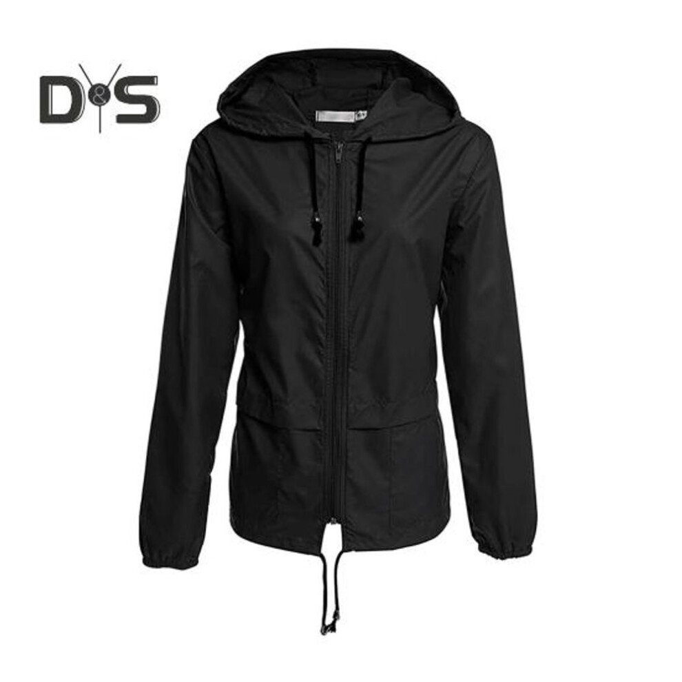 (black, XL) Women Outdoor Rain Jacket Lightweight Loose Fit Casual Coat For Camping Hiking Hooded With Lined Waterproof Windbreaker With Pockets