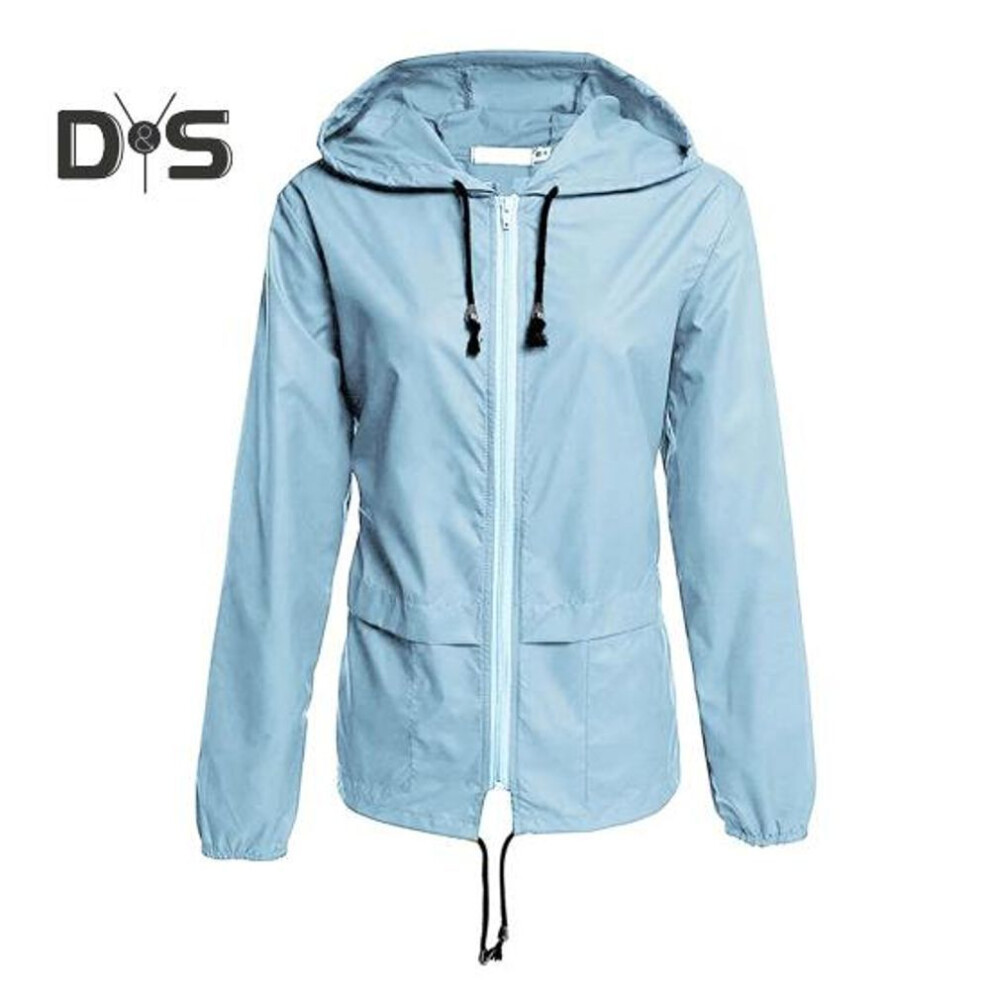 (blue, XXL) Women Outdoor Rain Jacket Lightweight Loose Fit Casual Coat For Camping Hiking Hooded With Lined Waterproof Windbreaker With Pockets