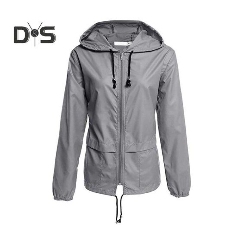 (grey, XXXL) Women Outdoor Rain Jacket Lightweight Loose Fit Casual Coat For Camping Hiking Hooded With Lined Waterproof Windbreaker With Pockets