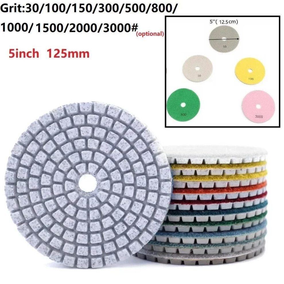 (1000) 5 Inch 125mm Diamond Polishing Pad Dry/wet Flexible Sanding Discs  For Granite Marble Stone Polishing Grinding Abrasive Tool