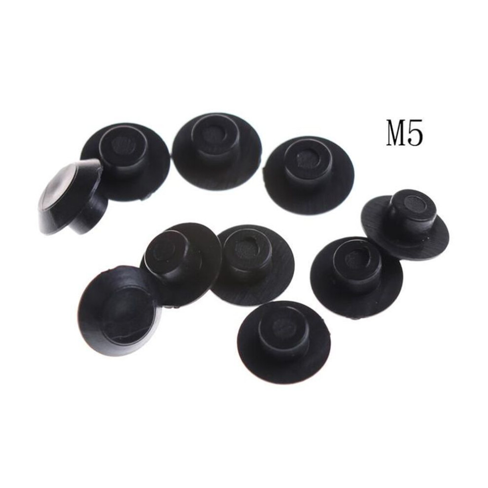 (M5) 10pcs M4-24 Practical Black Hex Socket Head Cover Caps Fasteners Screws Allen Bolt Screw Nut Round Protector