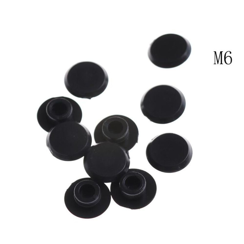 (M6) 10pcs M4-24 Practical Black Hex Socket Head Cover Caps Fasteners Screws Allen Bolt Screw Nut Round Protector