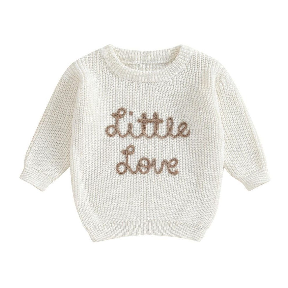 (white, 0-3 Months) Baby Girl Sweater, Long Sleeve Crew Neck Letters Winter Warm Knit Pullover Sweater Infant Clothes