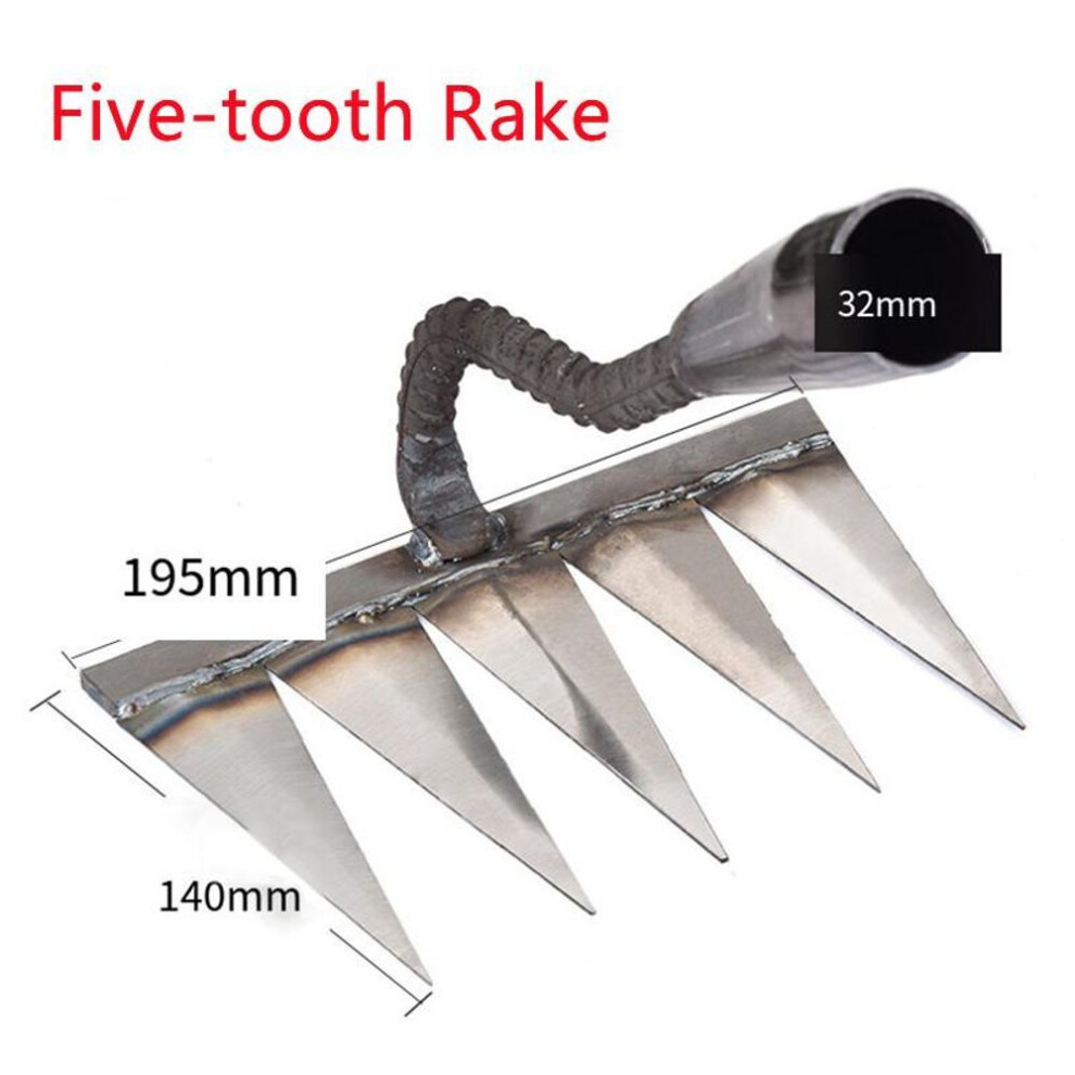 (five teeth) Weeding Hoe Rake Farm Tool Weeding Scarifier Artifact Agricultural Tools Six-tooth Nail Harrow Steel Harrow Gardening Weeding