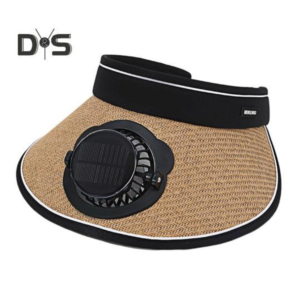 (brown, A) Solar Fan Hat Adjustable Summer Uv Protection Adults Sun Visor Hat Rechargeable Breathable Women Outdoor Wide Brim Peaked Sun Hat
